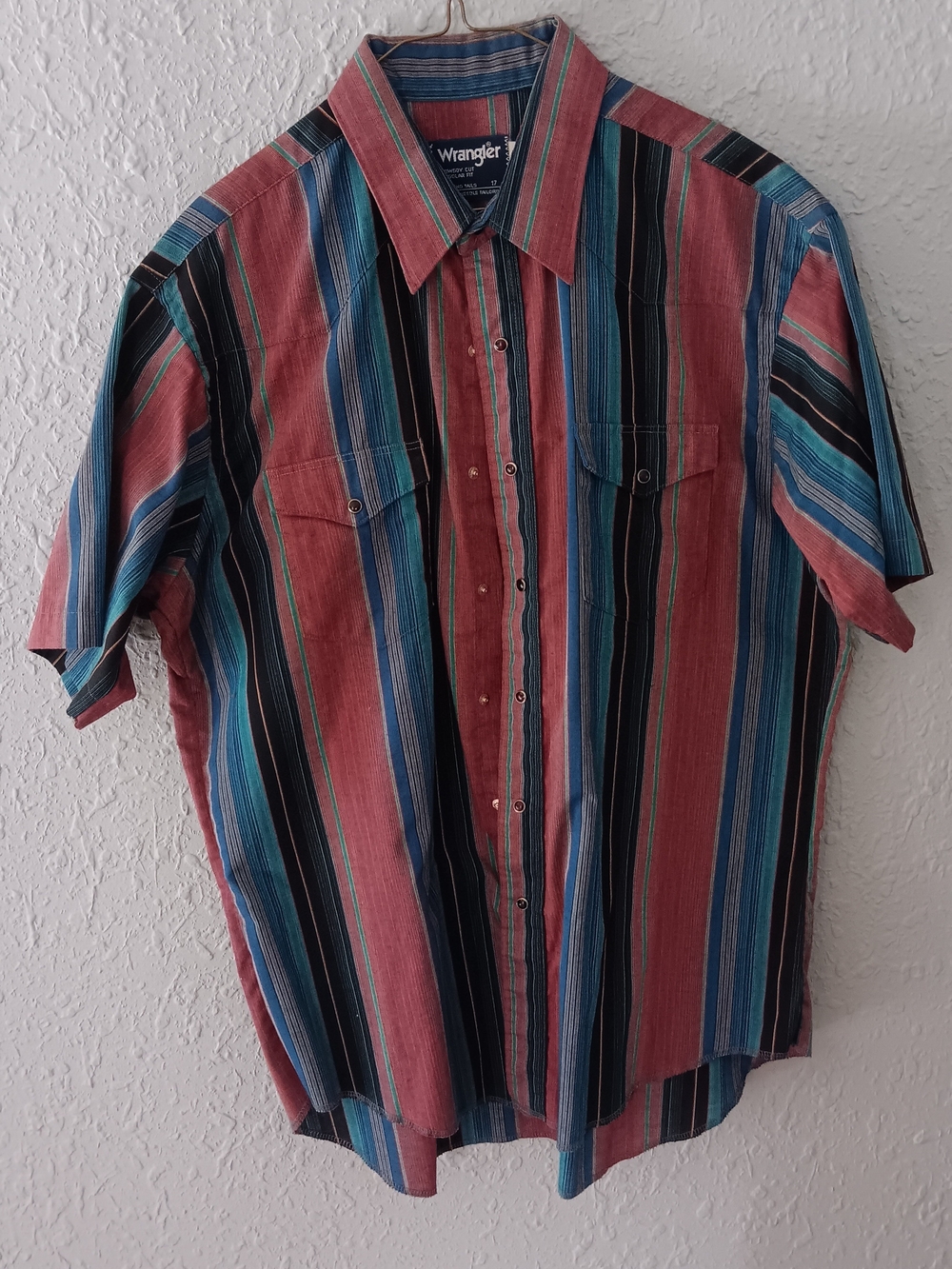 Wrangler Multicolor Striped Short Sleeve Button-Up Shirt